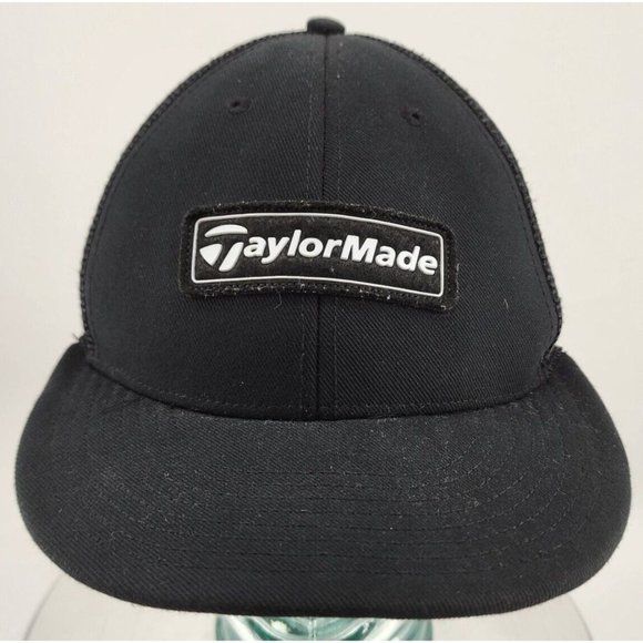 Taylormade Golf Snapback Hat Cap Black Patch Embroidered Logo Mesh Back OSFA - Picture 1 of 9